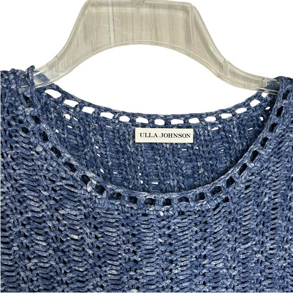 Ulla Johnson Blue Fringe Sweater Size M Arquette Boho Casual 100% Cotton - Picture 6 of 9